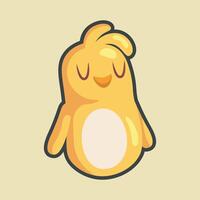 cute little chicken with outline flat design. vector