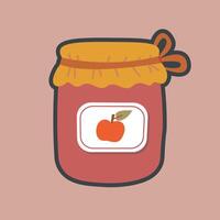 apple jam with outline flat design. vector