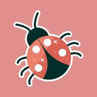 cute lady bug with outline flat design. vector