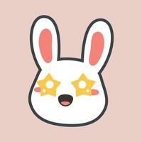 exited rabbit face with outline flat design. vector