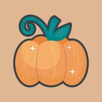 shiny pumpkin with outline flat design. vector
