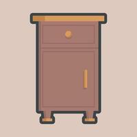 wooden shelf with outline flat design vector