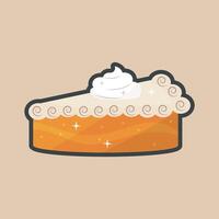 creamy cake with outline flat design. vector
