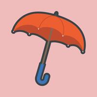red umbrella with outline flat design. vector