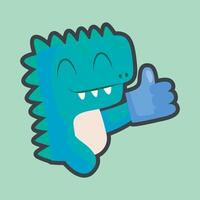 smile dinosaur character with outline flat design. vector