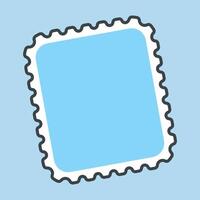blue square blank stamp with outline flat design vector