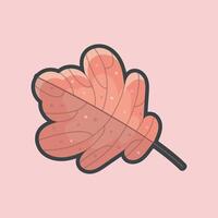 autumn leaf with outline flat design. vector