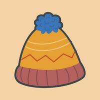 warm beanie hat with outline flat design. vector