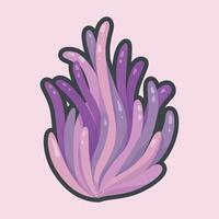 purple sea plant with outline flat design. vector