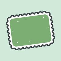 green blank stamp frame with outline flat design. vector
