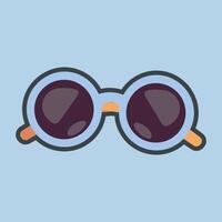 round sun glasses with outline flat design. vector