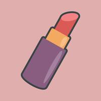 red lipstick with outline flat design. vector