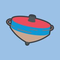traditional spinning toy with outline flat design vector