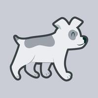 white dog with outline flat design. vector