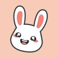 laughing rabbit face with outline flat design. vector