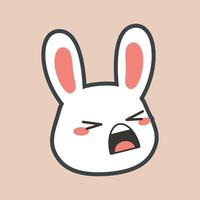 shouting angry rabbit face with outline flat design vector