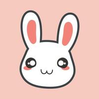 cute rabbit face with outline flat design. vector