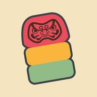 daruma traditional toy with outline flat design. vector