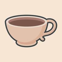 coffee cup with outline flat design. vector