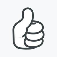white thumb up gesture with outline flat design. vector