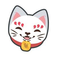 maneko neko head with outline flat design. vector
