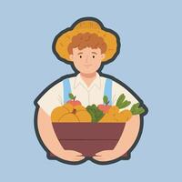 male farmer with outline flat design. vector