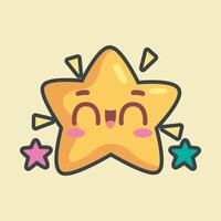 cute star character with outline flat design vector