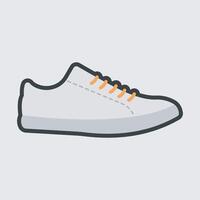 white shoe with outline flat design. vector