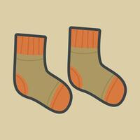 green sock with outline flat design. vector