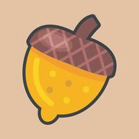 acorn nut with outline flat design. vector