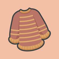 brown stripe sweater with outline flat design. vector