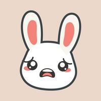 sad face rabbit with outline flat design. vector