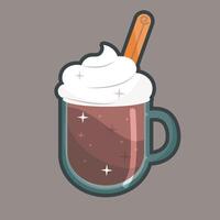 chocolate drink with outline flat design vector