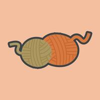 knitting yarn tool with outline flat design. vector