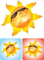 Sun Cartoon Set with Cool Attitude vector