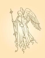 Angel of Peace, Hand drawn sketch vector