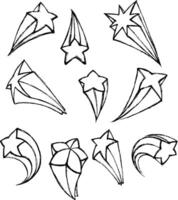 3D Star Sketch Doodles vector