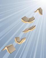 A group of books flying in the air vector