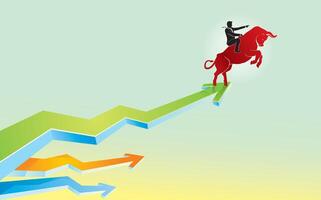 A man riding a horse on an upward arrow vector