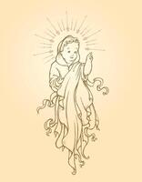 A drawing of a baby in a robe with a star vector