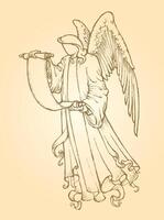 Angel Messenger, Hand Drawn Sketch vector