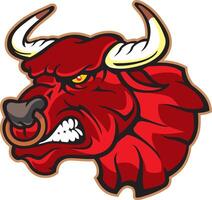 A red bull head with horns and a ring around it vector