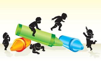 Art is Fun, Large Crayons Kids Play vector