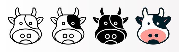 Cow icon set. cow head sign. for mobile concept and web design. illustration on white background vector