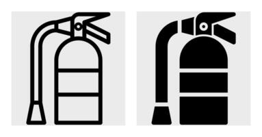 Fire extinguisher icon set in black color. Glove icon set with outline and glyph style vector