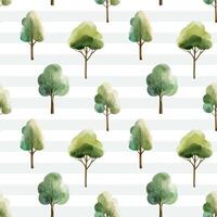 Seamless pattern with watercolor trees. Watercolor woodland. Hand drawn forest backgrounds. vector