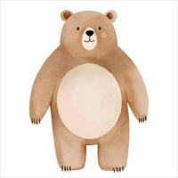 Cute bear in watercolor painting style. Teddy bear. Watercolor bear. vector