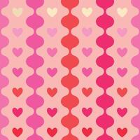 Seamless romantic pattern in a 60s and 70s style featuring hearts. Minimalist geometric design in shades of red and pink vector