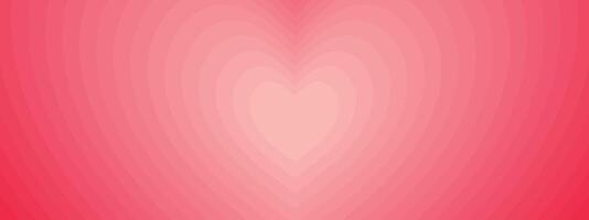 Monochrome horizontal background featuring a heart-shaped tunnel. A rainbow-inspired romantic pattern in shades of pink. Trendy illustration in a retro 60s and 70s style. vector