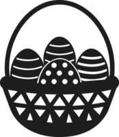 Easter Basket Silhouette with Patterned Eggs Illustration vector